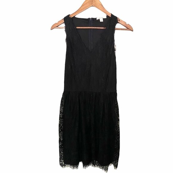 Miami Black Eyelash Edge Lace Sleeveless Fit & Flare Cocktail Mini Dress Small - Picture 1 of 10